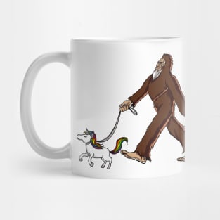 Bigfoot Walking Unicorn Funny Mug